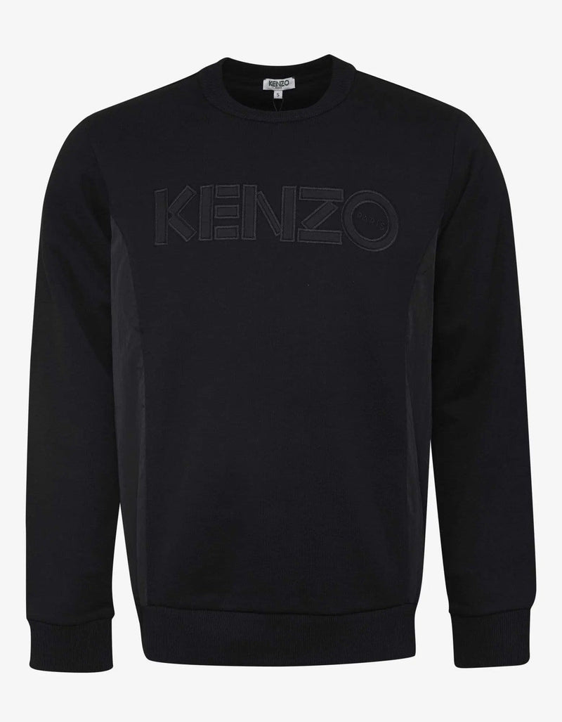Kenzo Black Nylon Panel Logo Sweatshirt Zoo Fashions