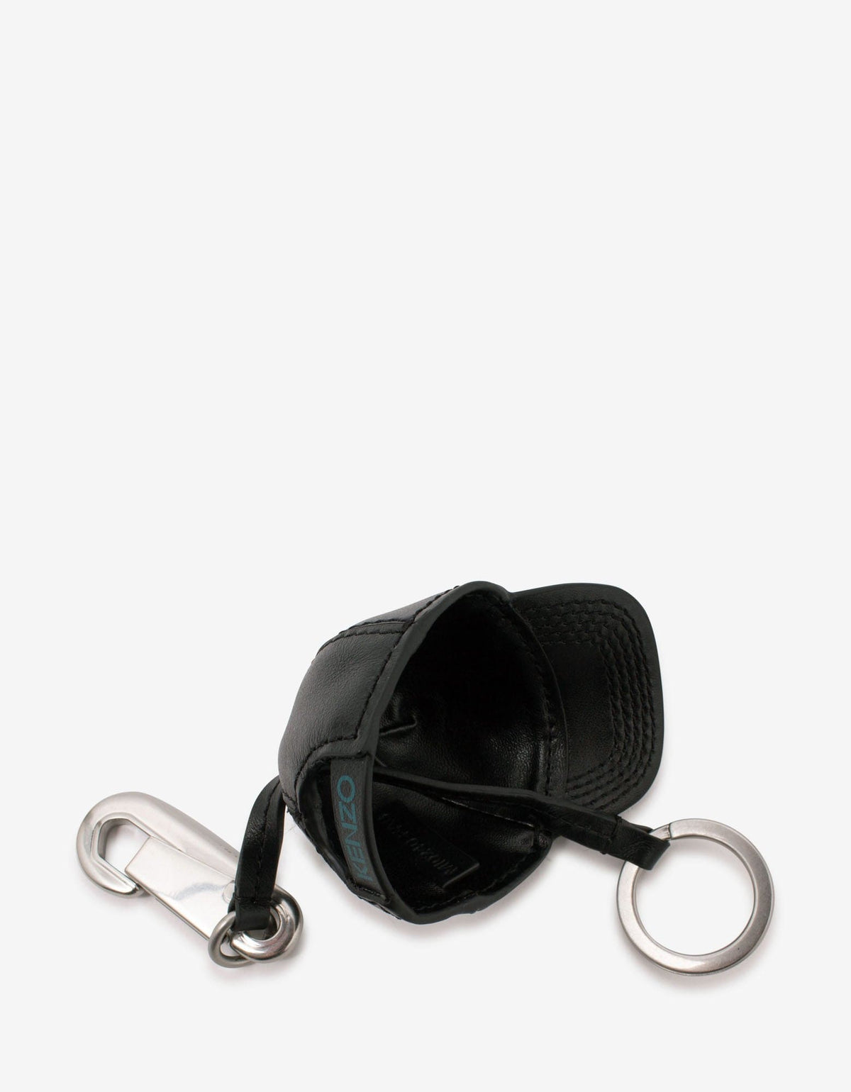 Kenzo Black Tiger Cap Leather Keychain