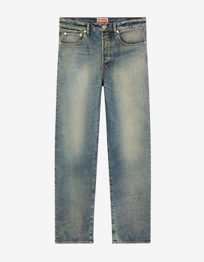 Kenzo Blue Asagao Japanese Denim Jeans. These straight-fit jeans stand out with their vintage style, thanks to the faded finish.