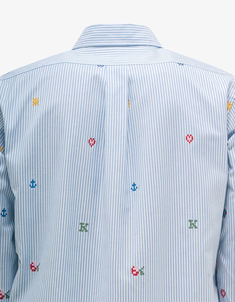 Kenzo Blue 'Kenzo Pixel' Striped Shirt