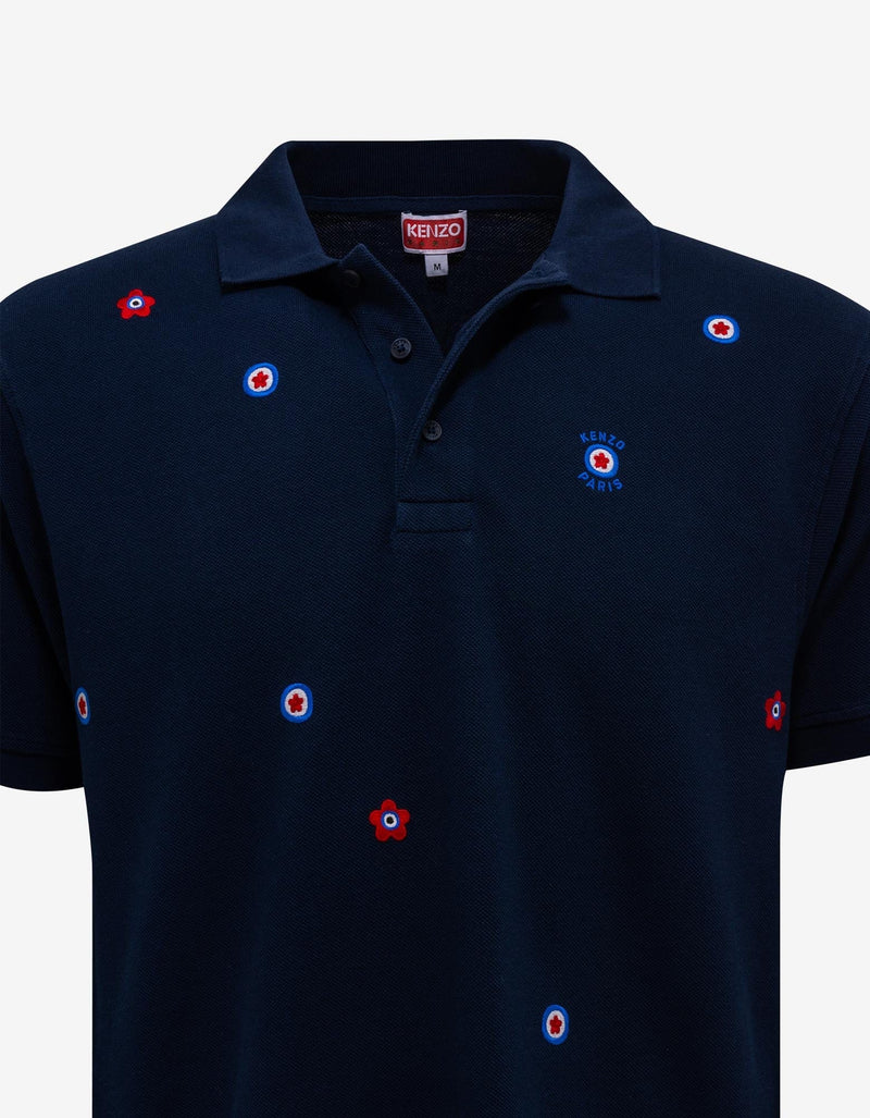 Kenzo Blue 'Kenzo Target' Embroidered Polo T-Shirt