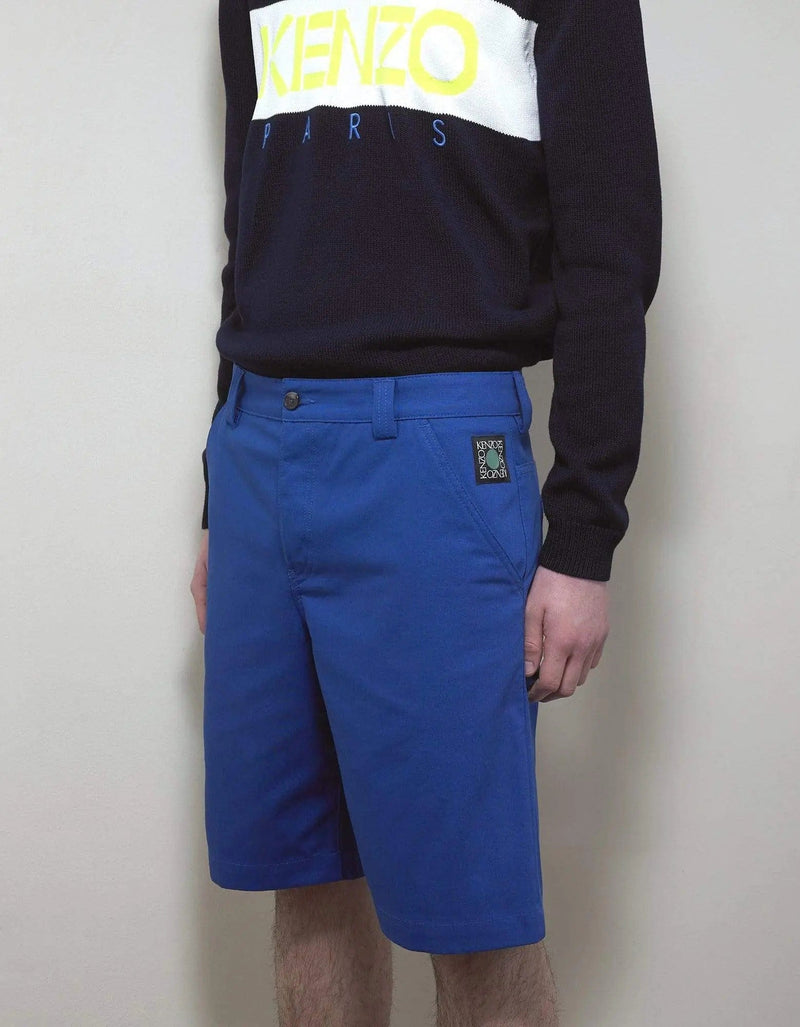 Kenzo Blue Square Logo Tailored Shorts