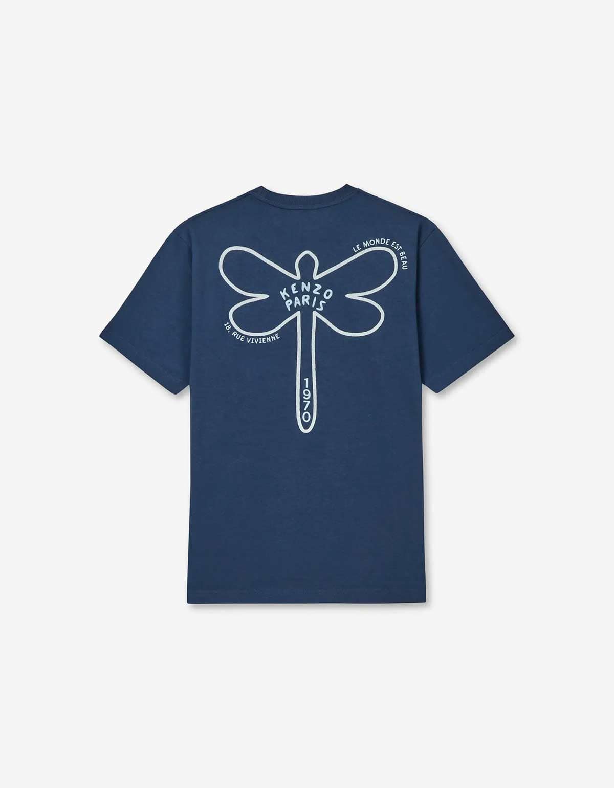 kenzou！ Kenzo Dragonfly Blue Embroidered T-Shirt – mens designer fashion