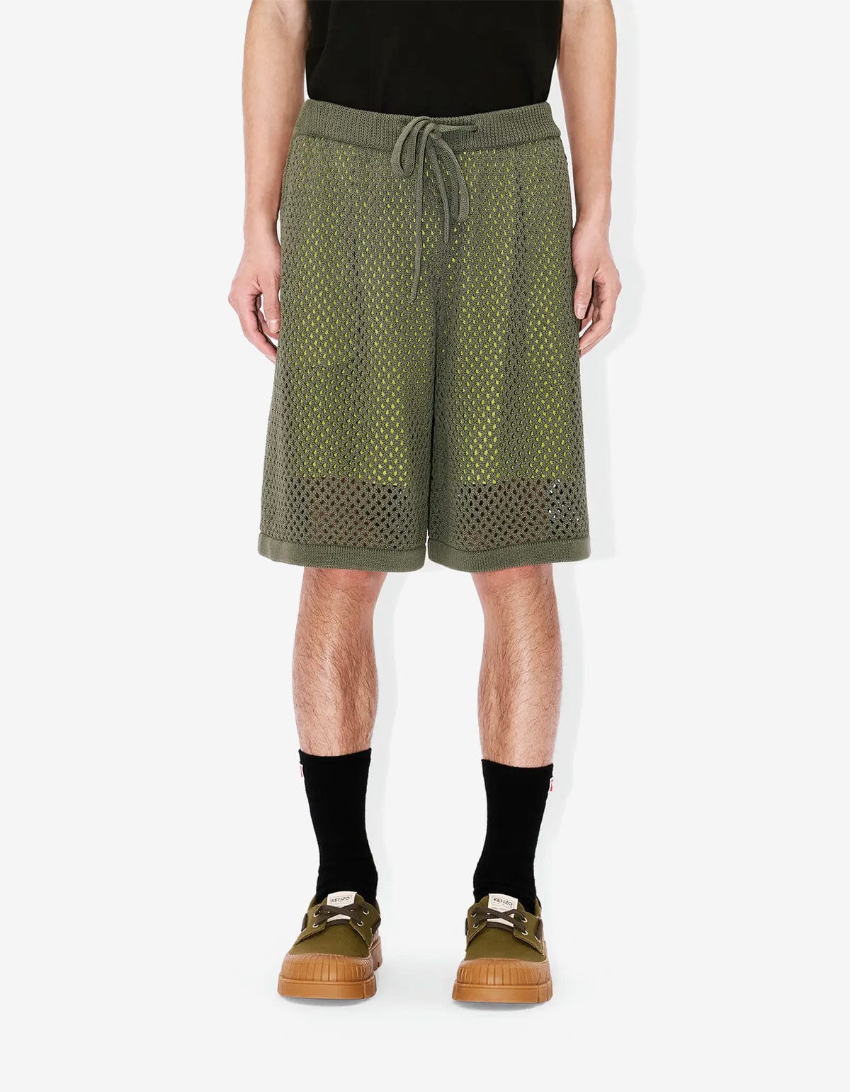 Kenzo Green Embroidered Knitted Shorts