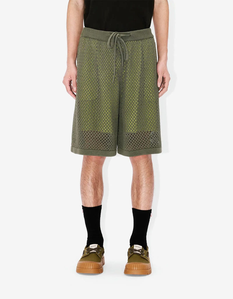 Kenzo Green Embroidered Knitted Shorts