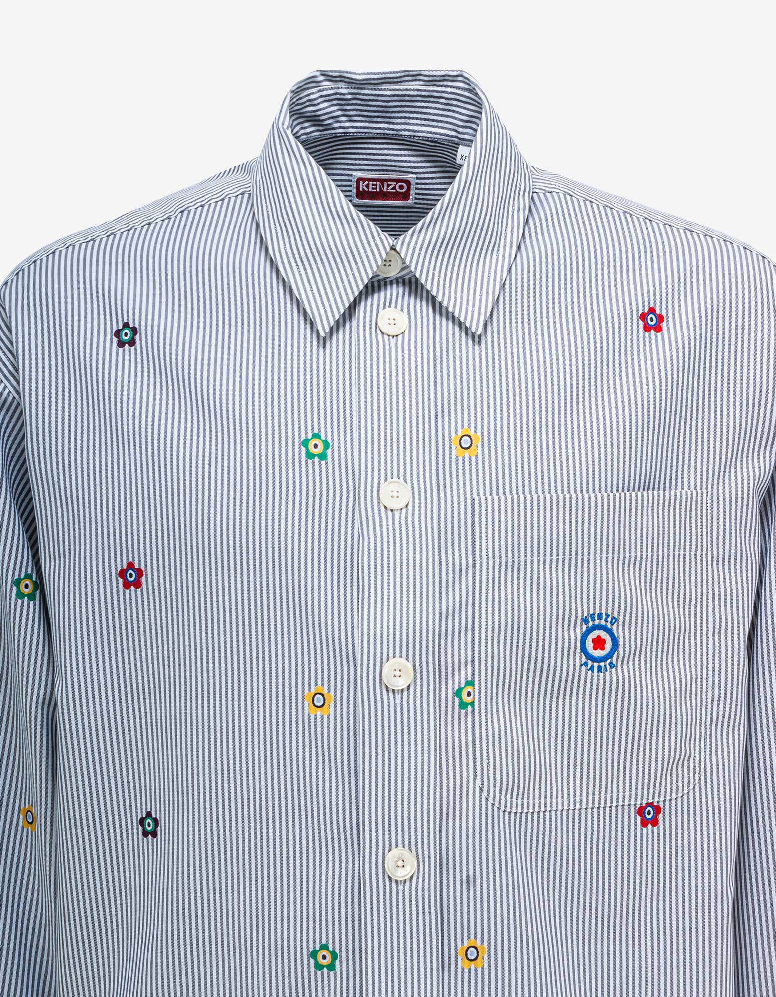 Kenzo Grey 'Kenzo Target Embroidered Striped Shirt – Zoo