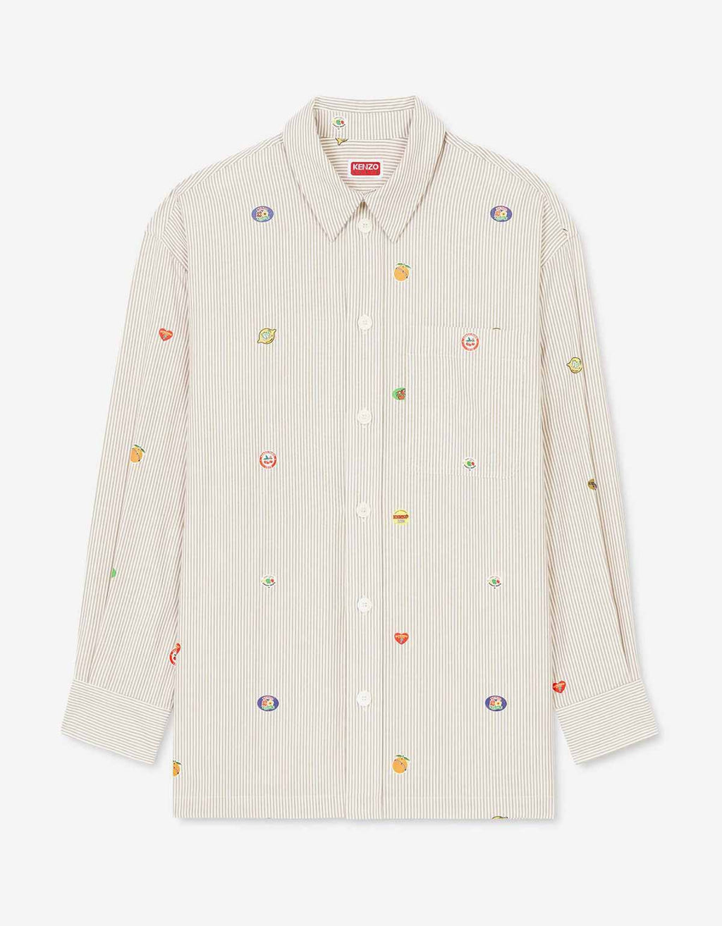 Kenzo Beige 'Kenzo Fruit Stickers' Oversized Shirt – mens designer ...