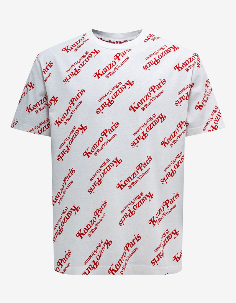 Kenzo 'Kenzo by Verdy' White All-Over Logo Oversize T-Shirt