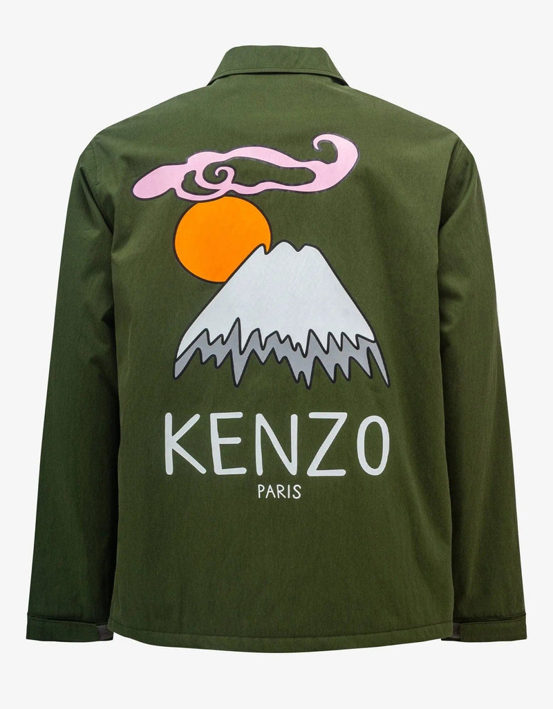 Kenzo Dark Khaki Paris-Japan Coach Jacket – mens designer fashion Kenzo Dark Khaki Paris-Japan Coach Jacket – mens designer fashion