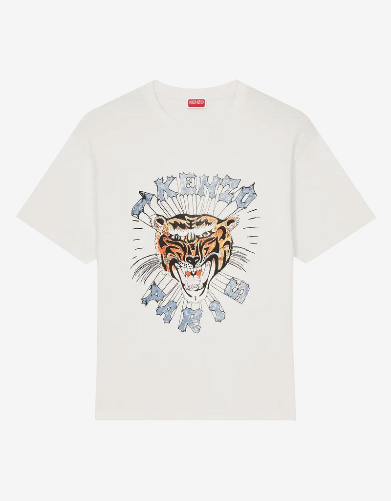 Kenzo Kenzo Off White 'Kenzo Drawn Varsity' Oversized T-Shirt