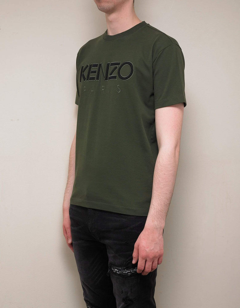 Kenzo Khaki Logo Embroidery T-Shirt