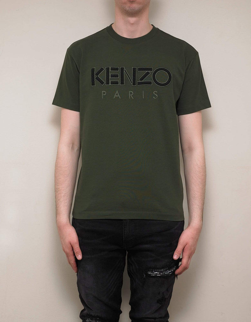 Kenzo Khaki Logo Embroidery T-Shirt