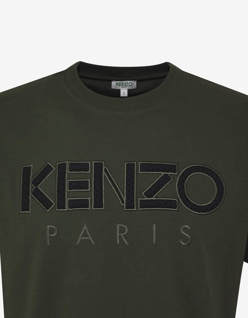 Kenzo Khaki Logo Embroidery T-Shirt