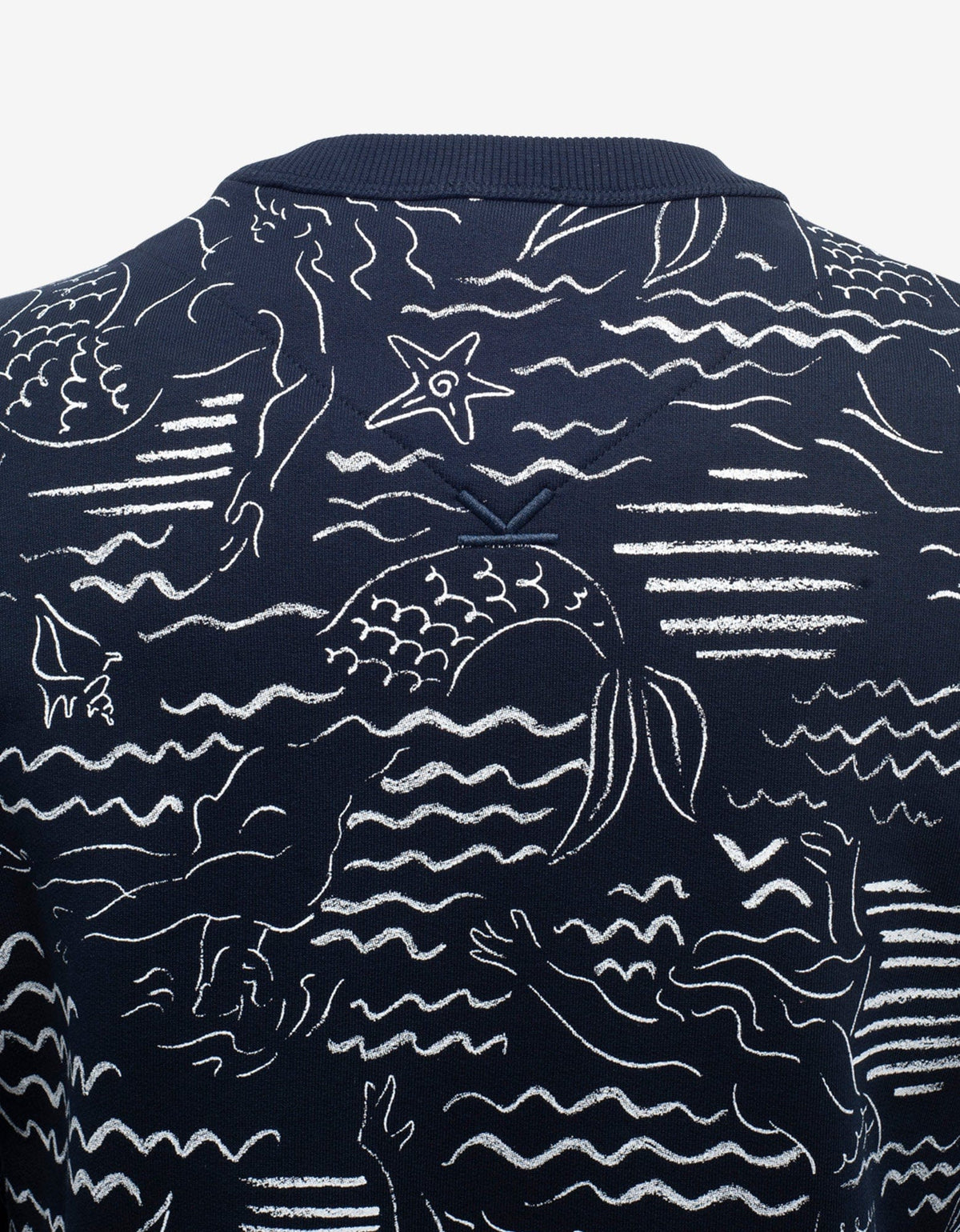 Kenzo Navy Blue Mermaids Print Logo Sweatshirt