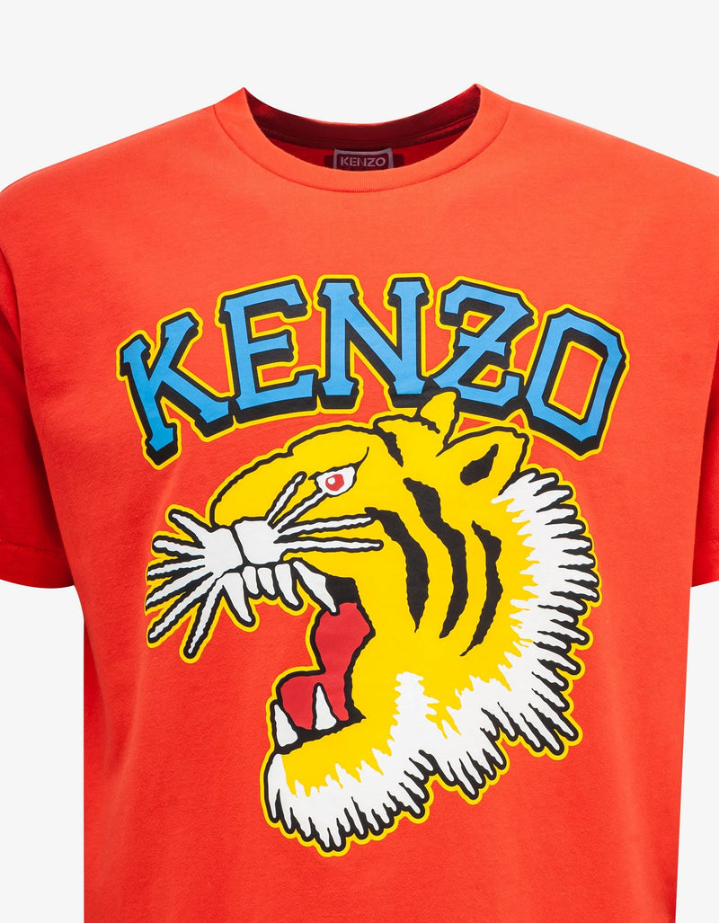 Kenzo Red 'Varsity Jungle' Tiger Oversize T-Shirt