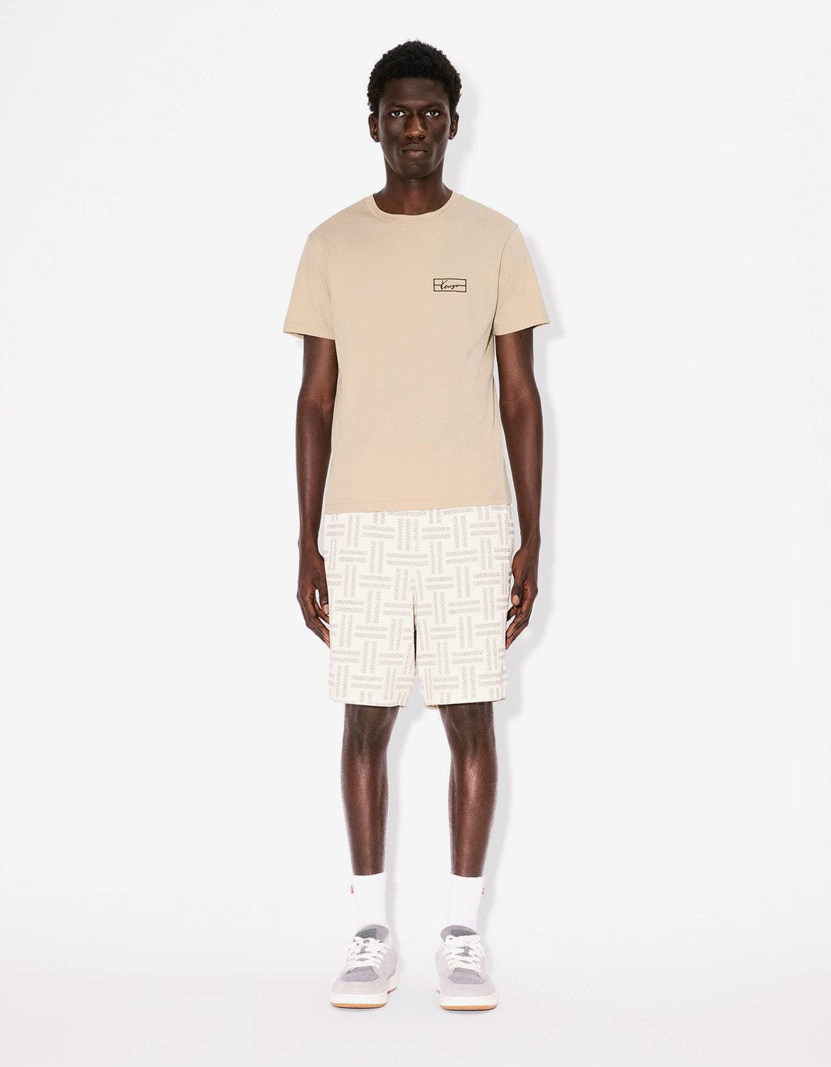 Kenzo Weave Beige Logo Embroidered T-Shirt – Zoo Fashions