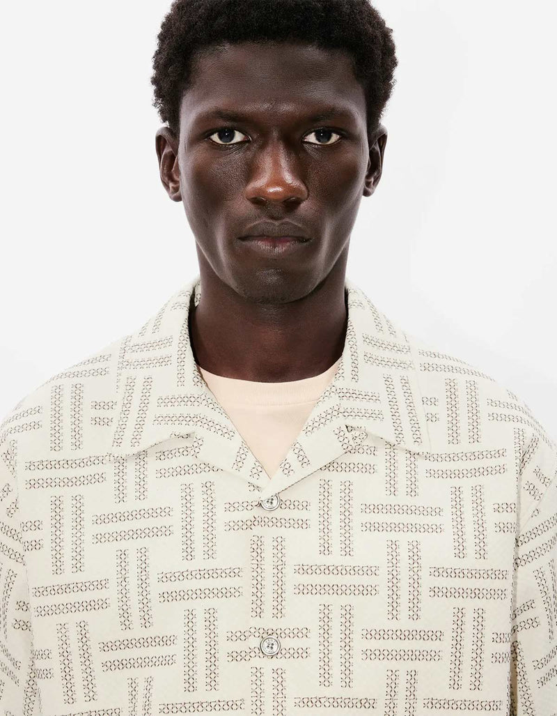 Kenzo Weave Tan Hawaiian Shirt