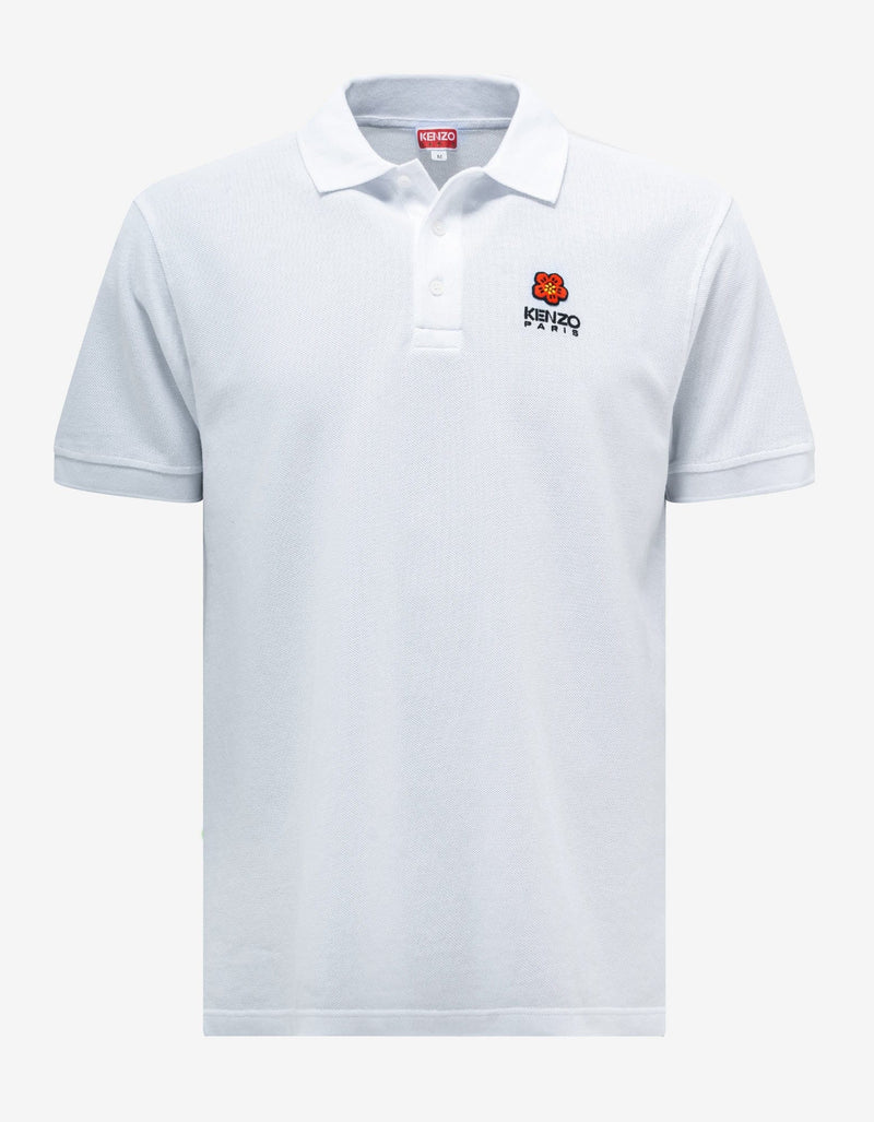 Kenzo White 'Boke Flower' Crest Polo T-Shirt