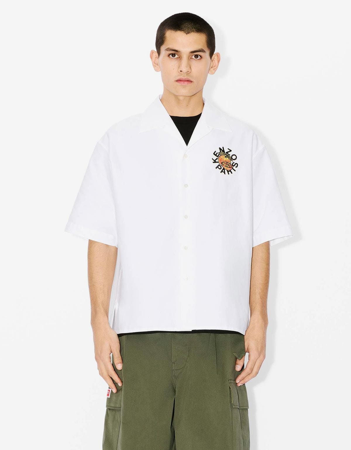 Kenzo White 'Kenzo Orange' Hawaiian Shirt