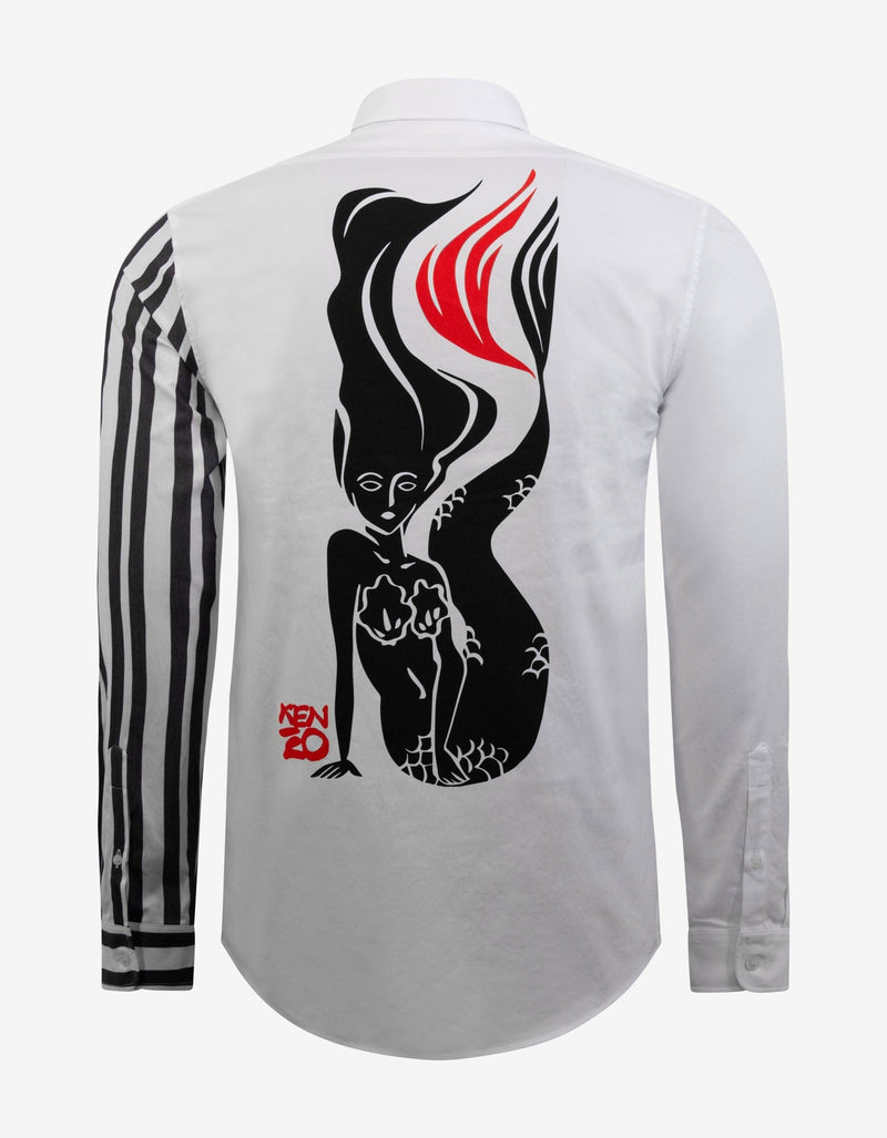 Kenzo White Mermaids Graphic Print Shirt