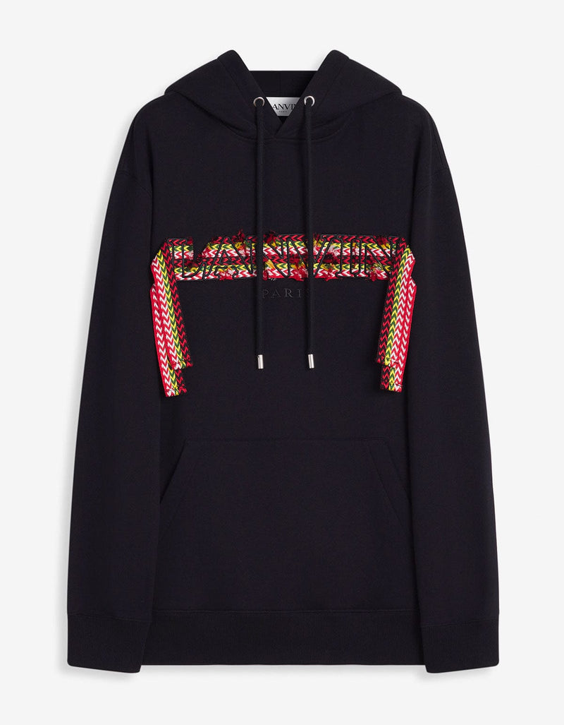 Lanvin Black Curb Logo Embroidered Oversized Hoodie
