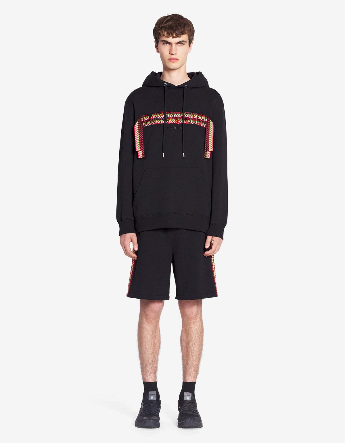 Lanvin Black Curb Logo Embroidered Oversized Hoodie