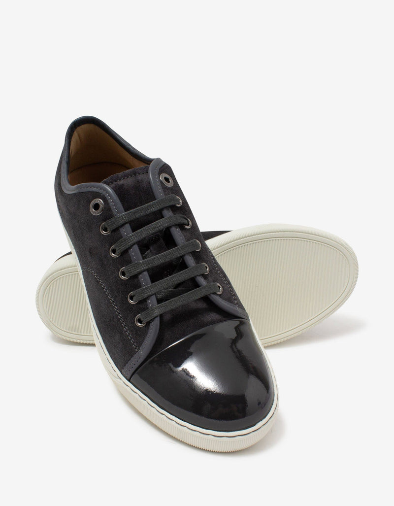 Lanvin DBB1 Grey Suede & Patent Leather Trainers