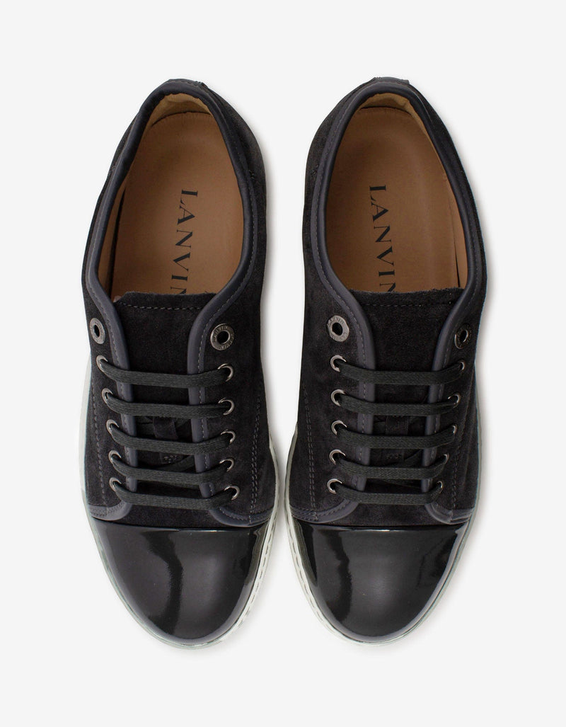 Lanvin DBB1 Grey Suede & Patent Leather Trainers