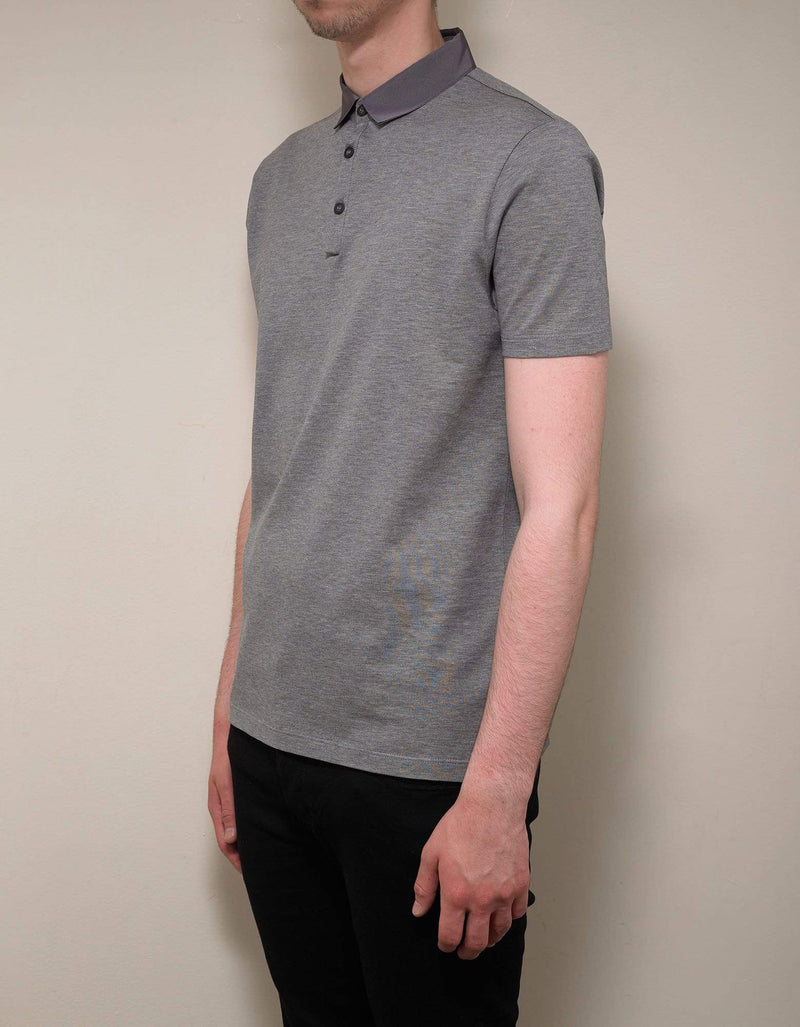 Lanvin Grey Grosgrain Collar Polo T-Shirt