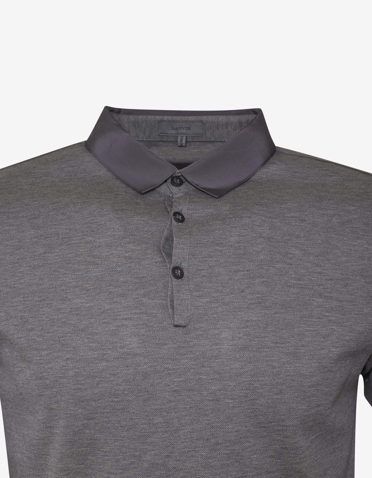 Lanvin Grey Grosgrain Collar Polo T-Shirt