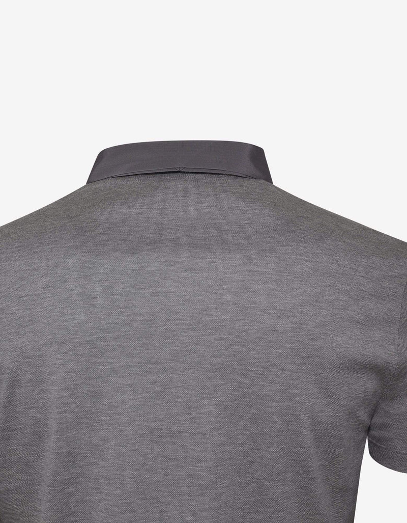 Lanvin Grey Grosgrain Collar Polo T-Shirt