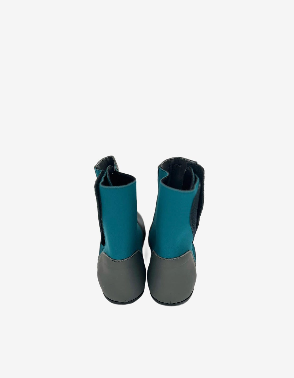Lanvin Grey Leather Boots with Turquoise Neoprene
