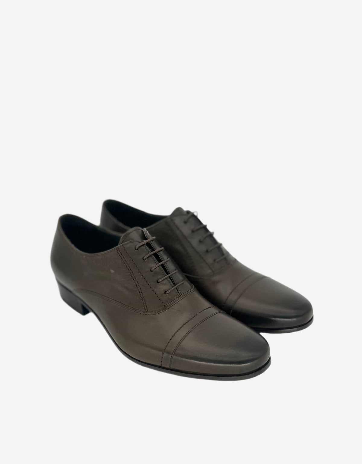 Lanvin Khaki Burnished Leather Oxford Shoes