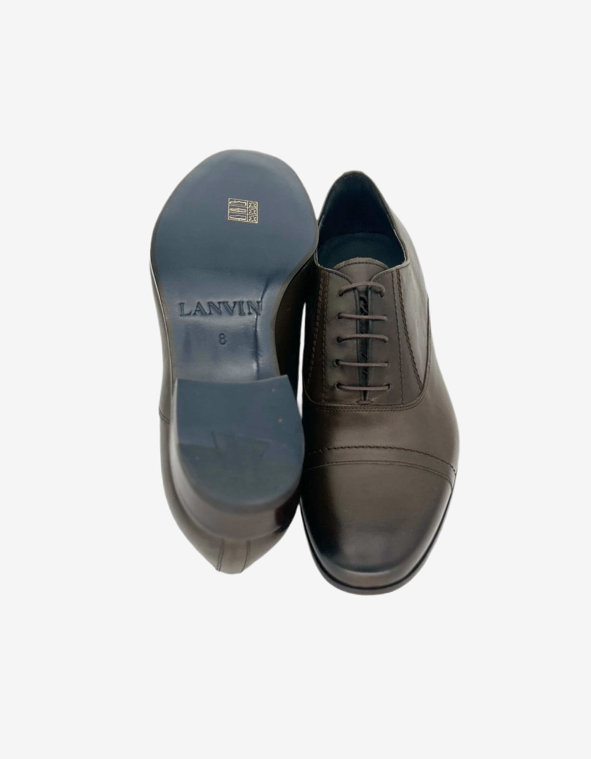 Lanvin Khaki Burnished Leather Oxford Shoes
