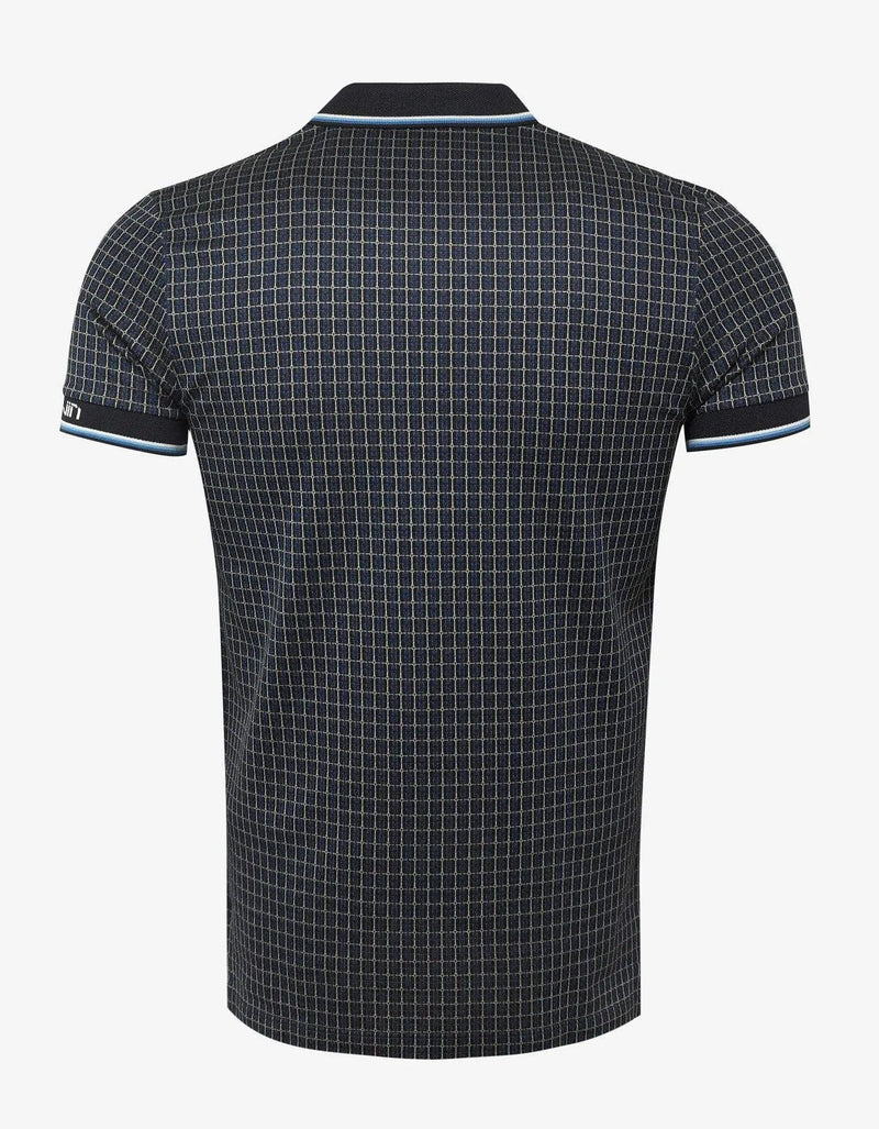 Lanvin Lanvin Black & Blue Checked Jacquard Polo T-Shirt