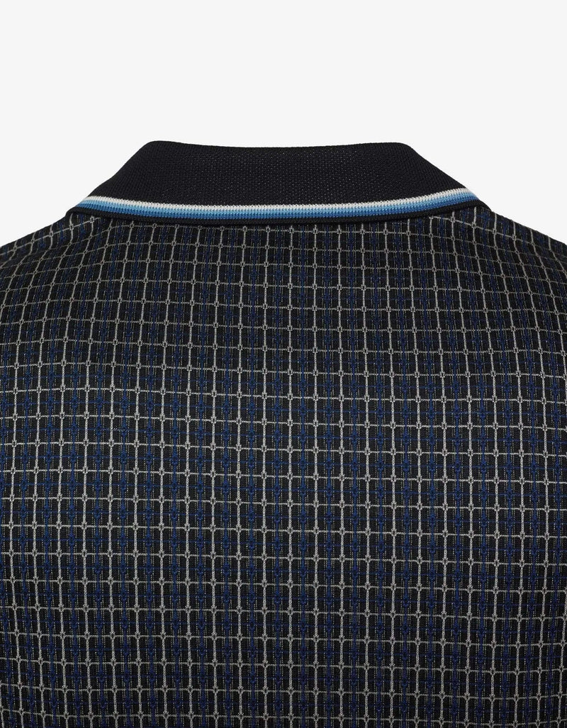 Lanvin Lanvin Black & Blue Checked Jacquard Polo T-Shirt