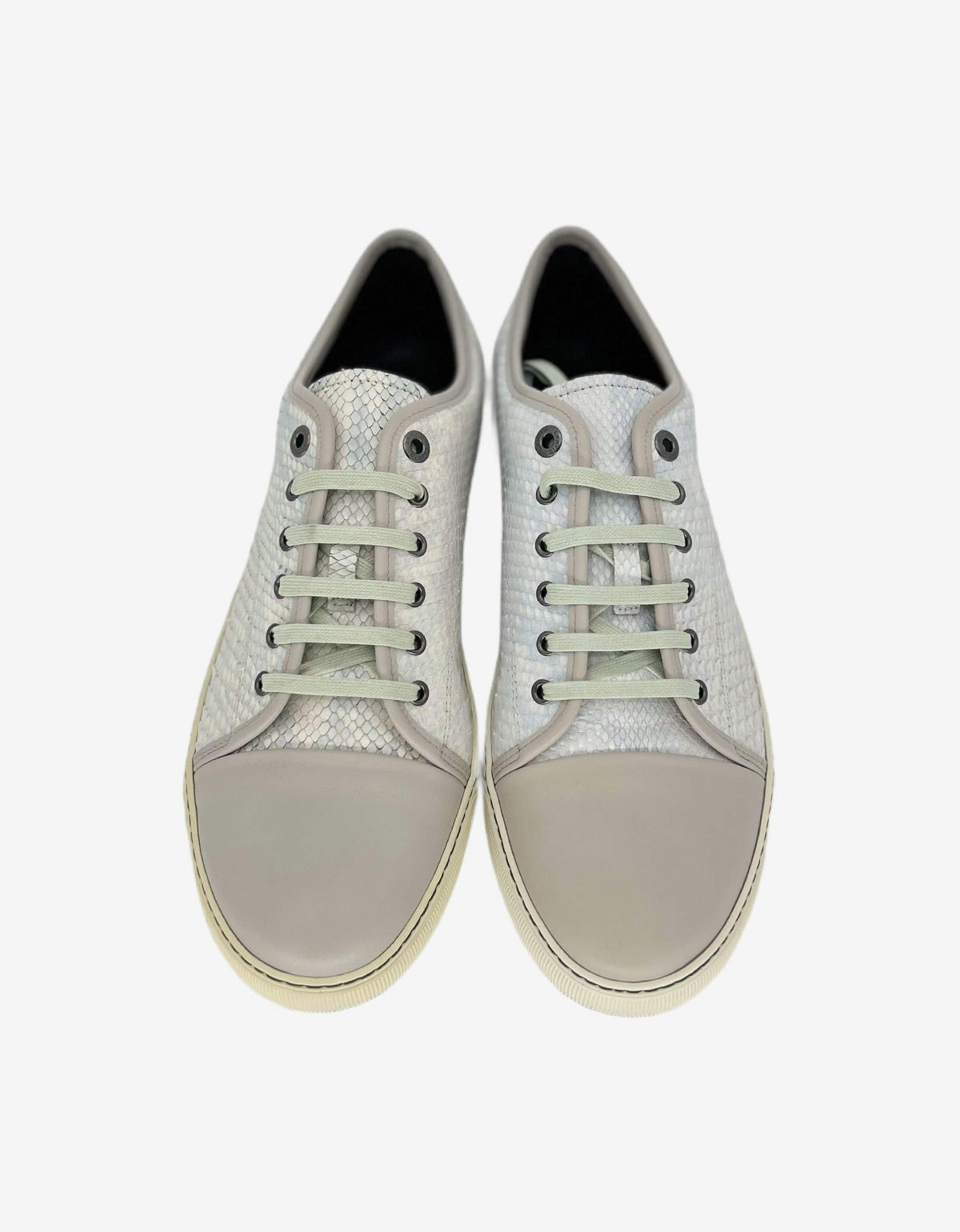 Lanvin White Python Skin Trainers