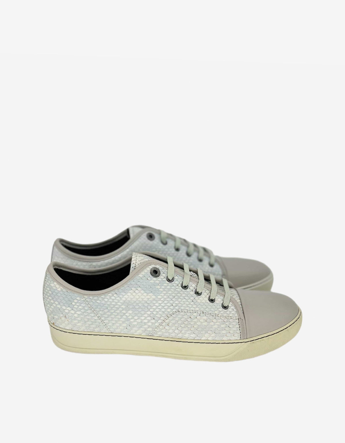 Lanvin White Python Skin Trainers