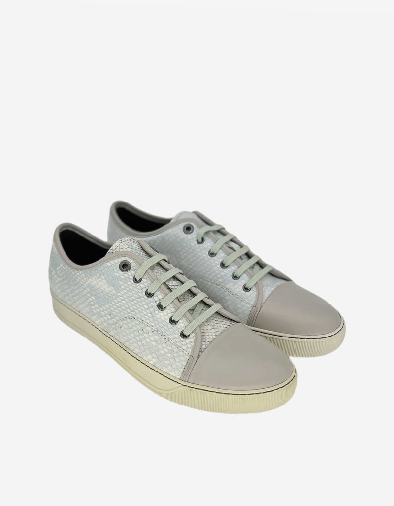Lanvin White Python Skin Trainers