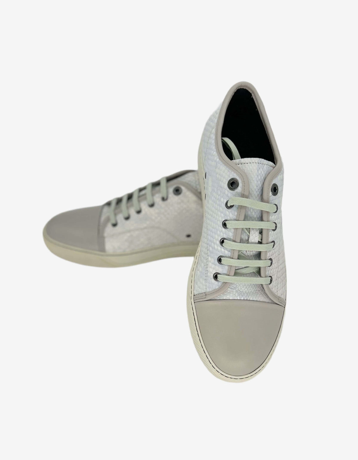 Lanvin White Python Skin Trainers