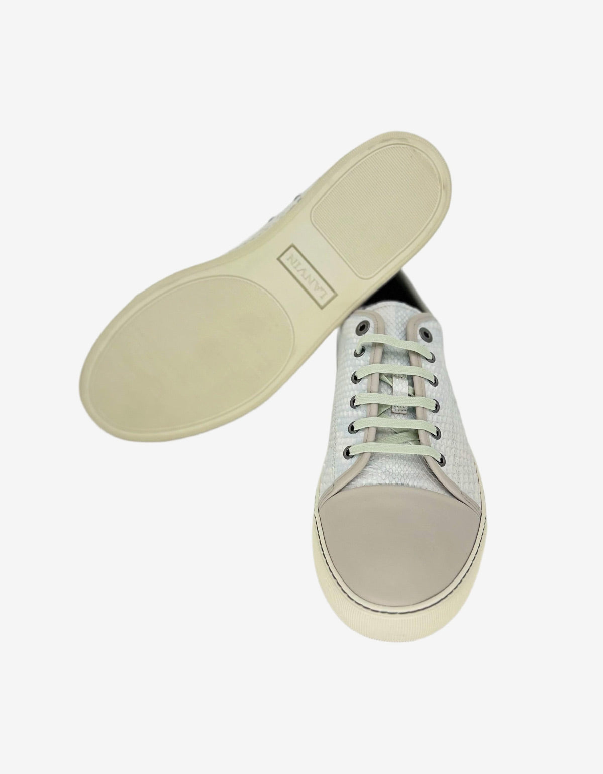 Lanvin White Python Skin Trainers