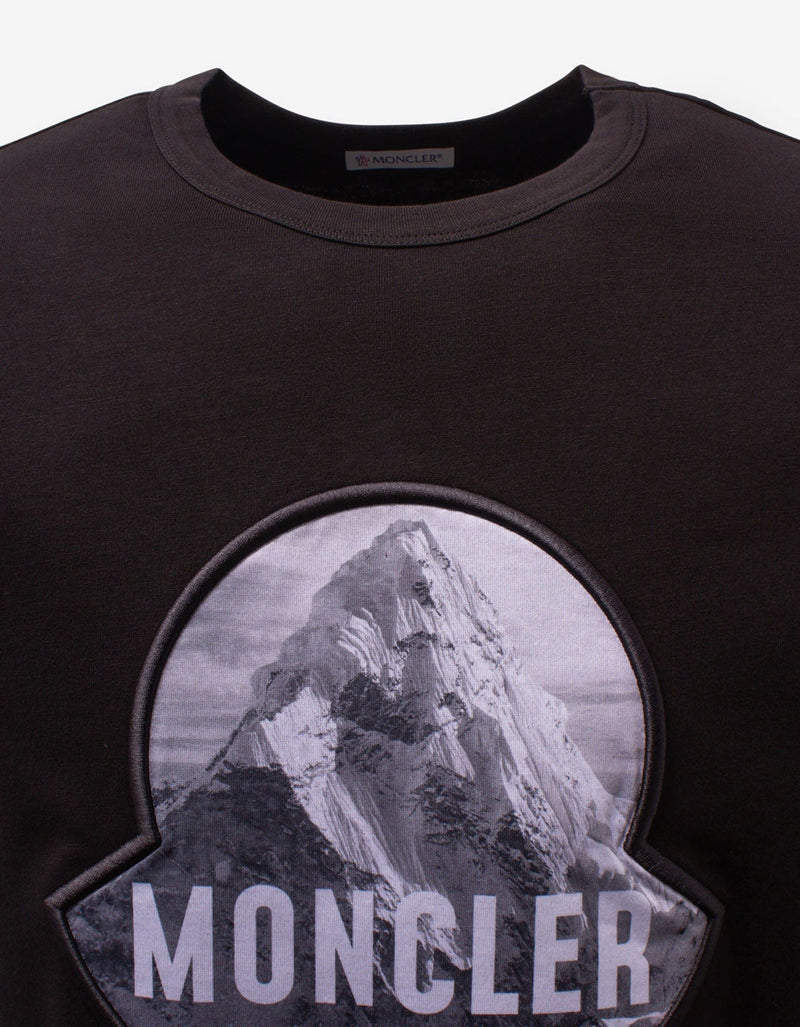 Moncler Black Mountain Print Logo T-Shirt