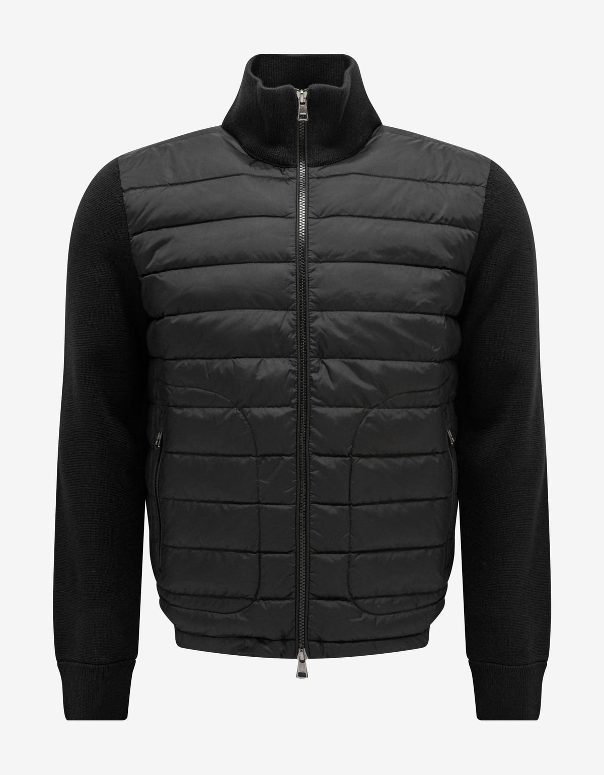 Moncler Black Nylon Front Zip Cardigan
