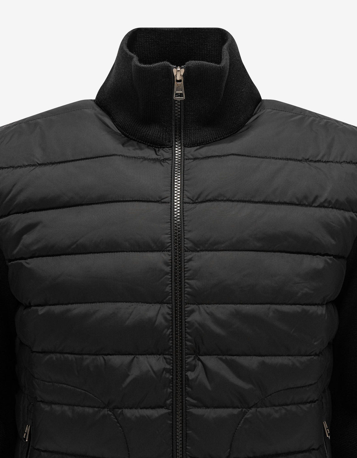Moncler Black Nylon Front Zip Cardigan