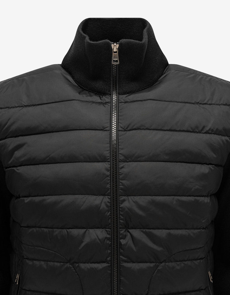 Moncler Black Nylon Front Zip Cardigan