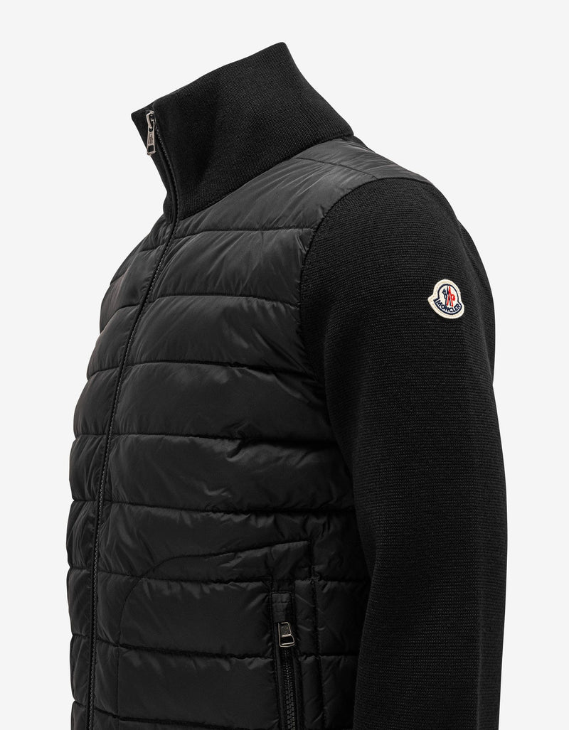 Moncler Black Nylon Front Zip Cardigan