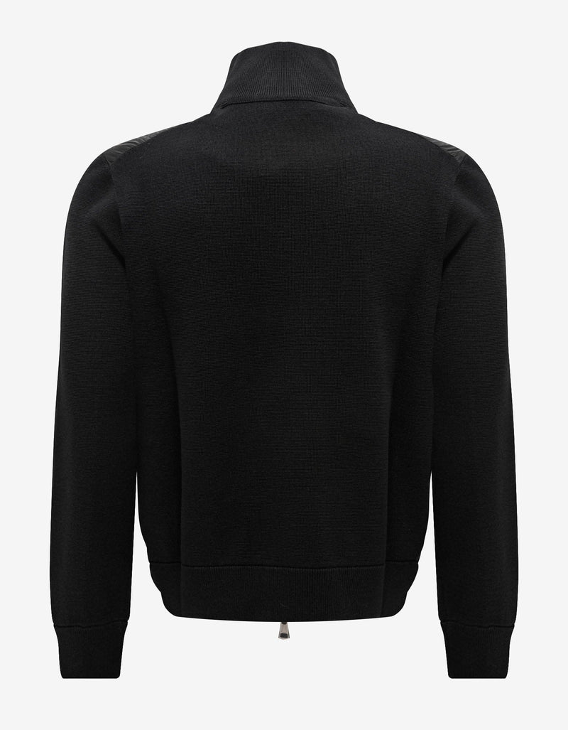 Moncler Black Nylon Front Zip Cardigan