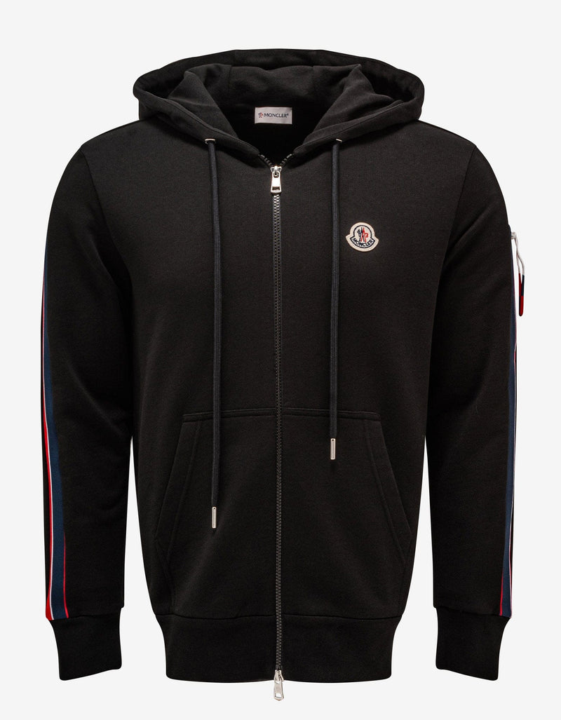 Moncler Black Tricolour Band Zip Hoodie Tracksuit