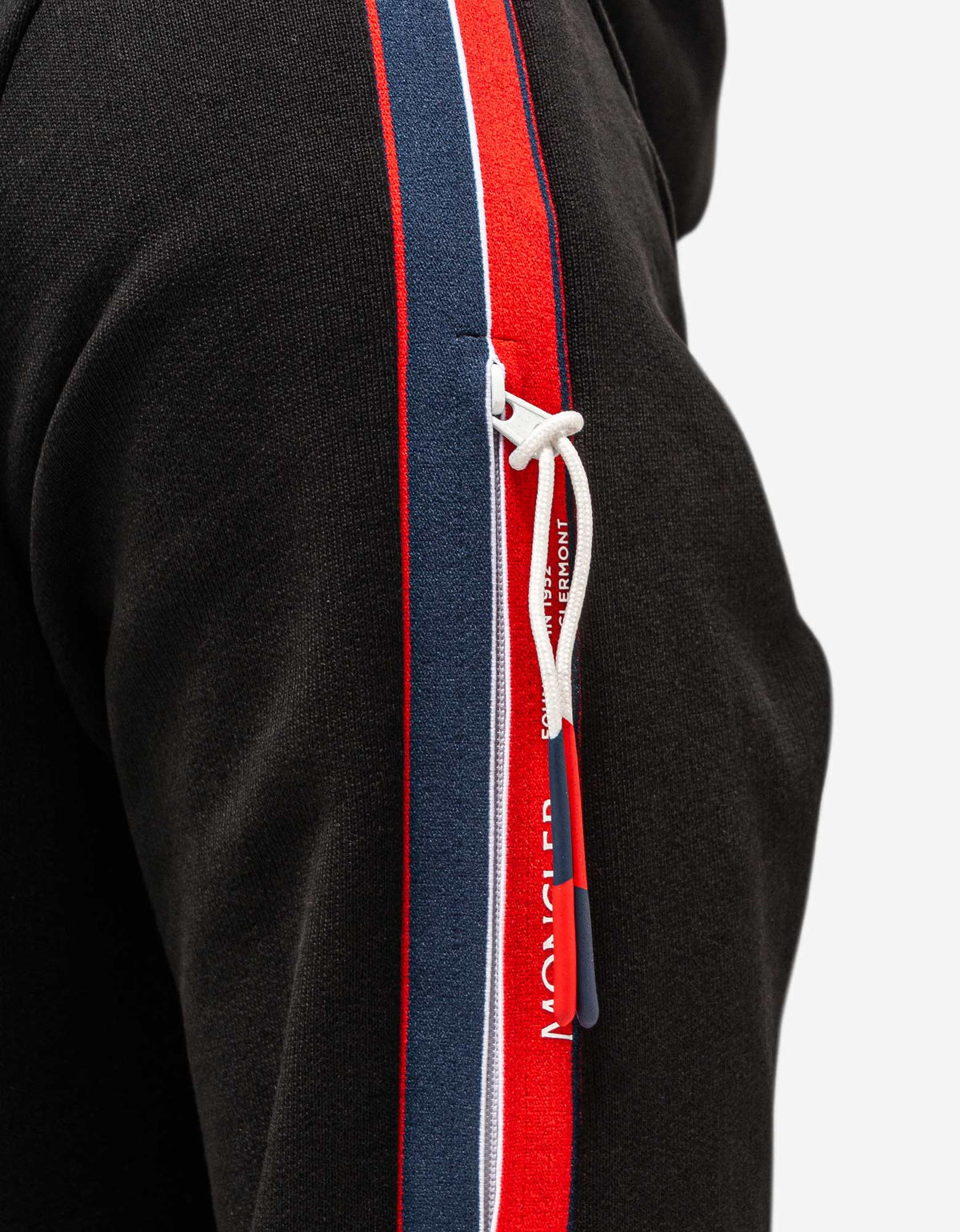 Moncler Black Tricolour Band Zip Hoodie Tracksuit