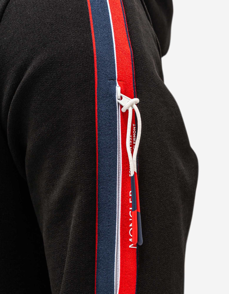 Moncler Black Tricolour Band Zip Hoodie Tracksuit